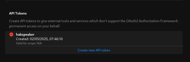 Creating API keys is done on the profile page