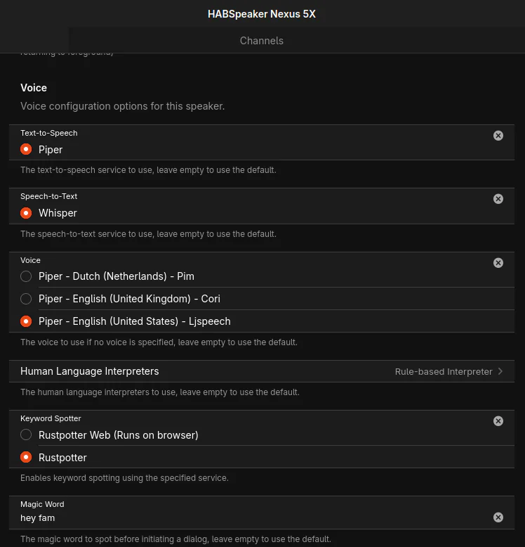 7. Add HABSpeaker '/settings/services/org.openhab.voice'