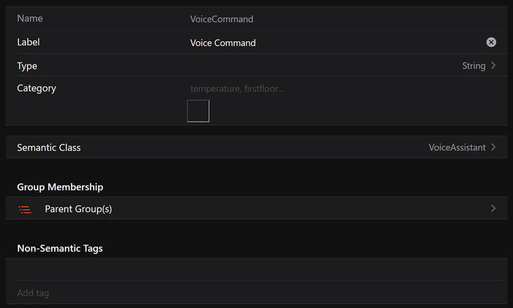 1. Create the voice command item